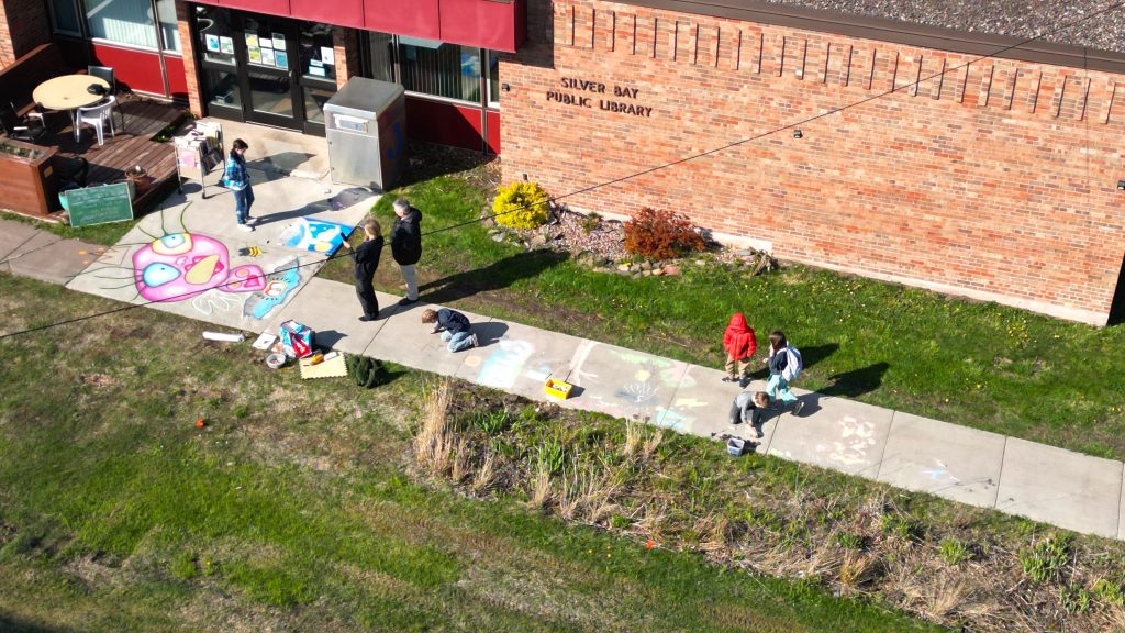 Silver Bay Library with chalk art demonstration.